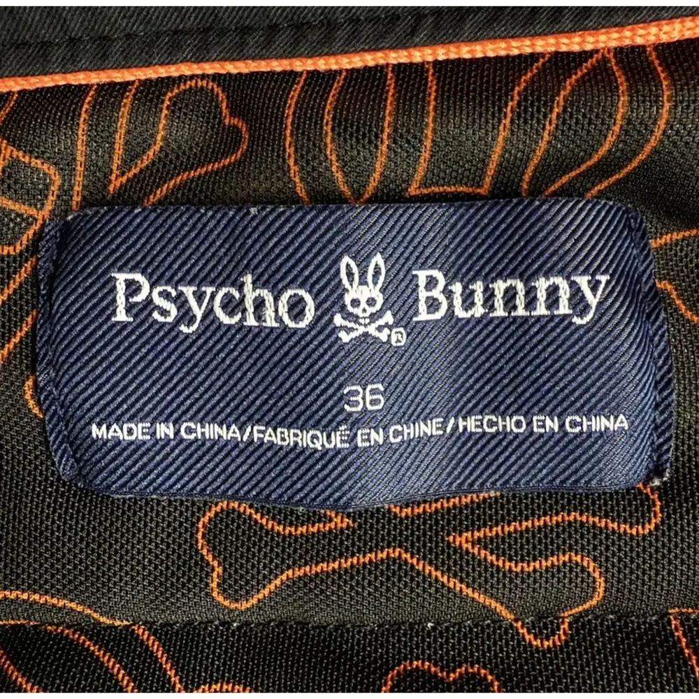 Psycho Bunny Tech Jogger Mens Large Black Nylon Cotton Stretch Golf Casual